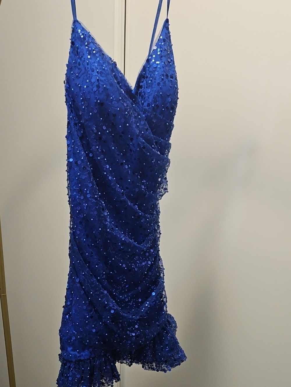 Stacees Royal Blue Sequin Ruffle Mini